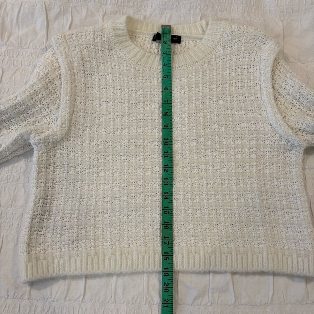 Mango Knitted Sweater with Shoulder Pads, Ivory, Size Small, Cropped - Picture 8 of 13